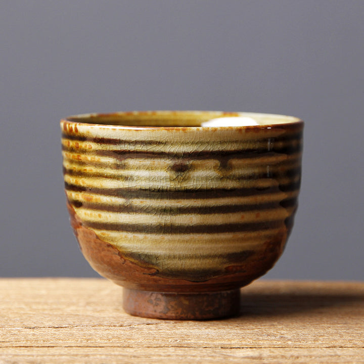 Buddha Stones Vintage marrón Beige horno cambio taza de té de cerámica Kung Fu taza de té tazón