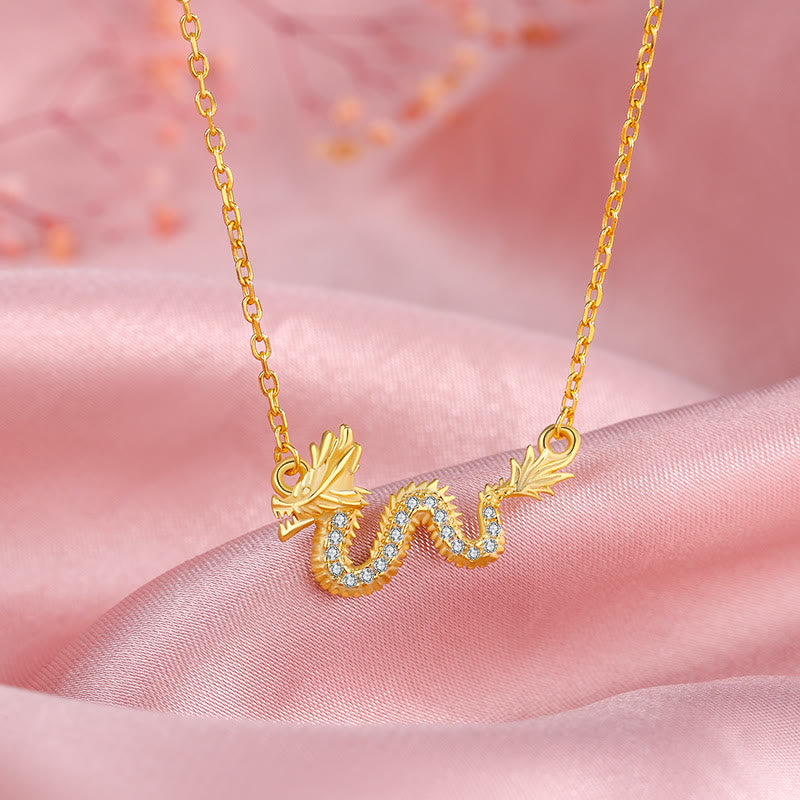 Buddha Stones de Plata de Ley 925, colgante de cadena de la suerte del Año del Dragón, dragón dorado auspicioso - image 5