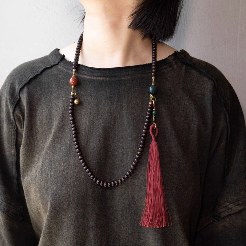 Buddha Stones 108 cuentas de Mala Natural Tíbet púrpura semilla de Bodhi pulsera auspiciosa