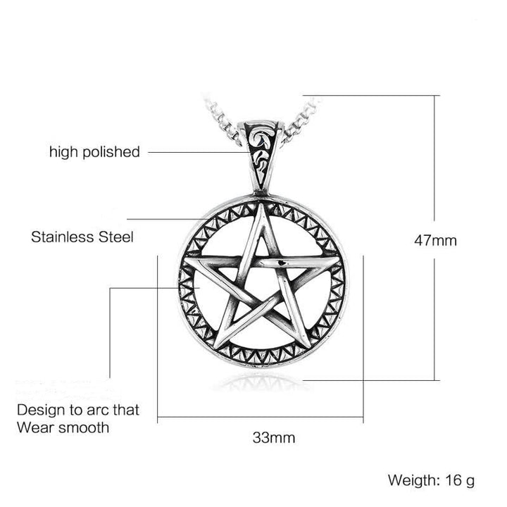 Colgante de collar de equilibrio de acero de titanio con pentagrama