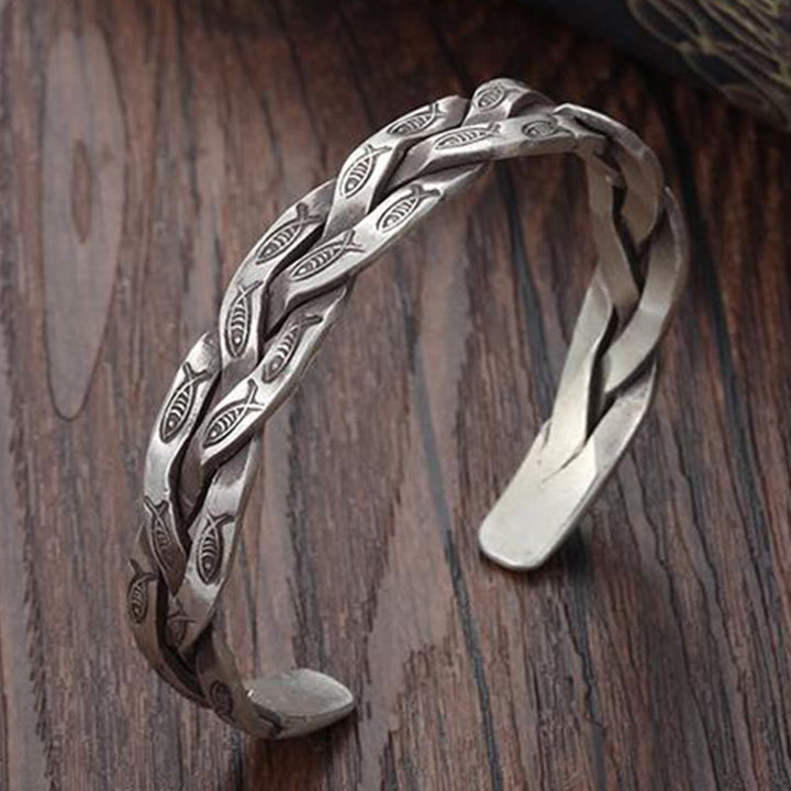 Brazalete con diseño retorcido de peces Koi y Buddha Stones, pulsera de la suerte y la riqueza