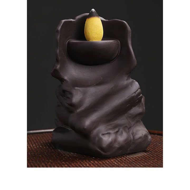 Buddha Stones, cabeza de calavera de Halloween, decoración de quemador de incienso curativo de arcilla púrpura