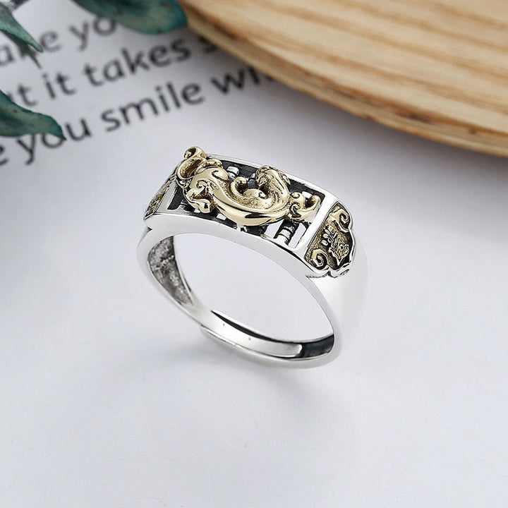 Anillo ajustable de plata de ley 925 PiXiu Suerte Riqueza