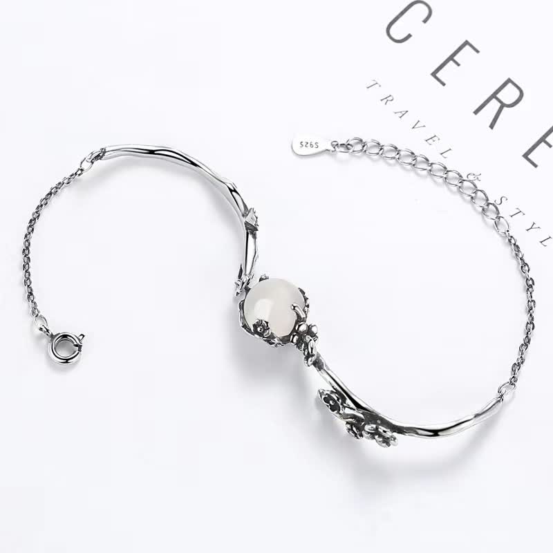 Pulsera Positiva Calcedonia Flor de Ciruelo Buddha Stones