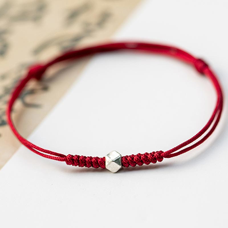 Pulsera trenzada de cordón fino rojo con cuentas de la suerte y Buddha Stones de plata de ley 925. - image 6
