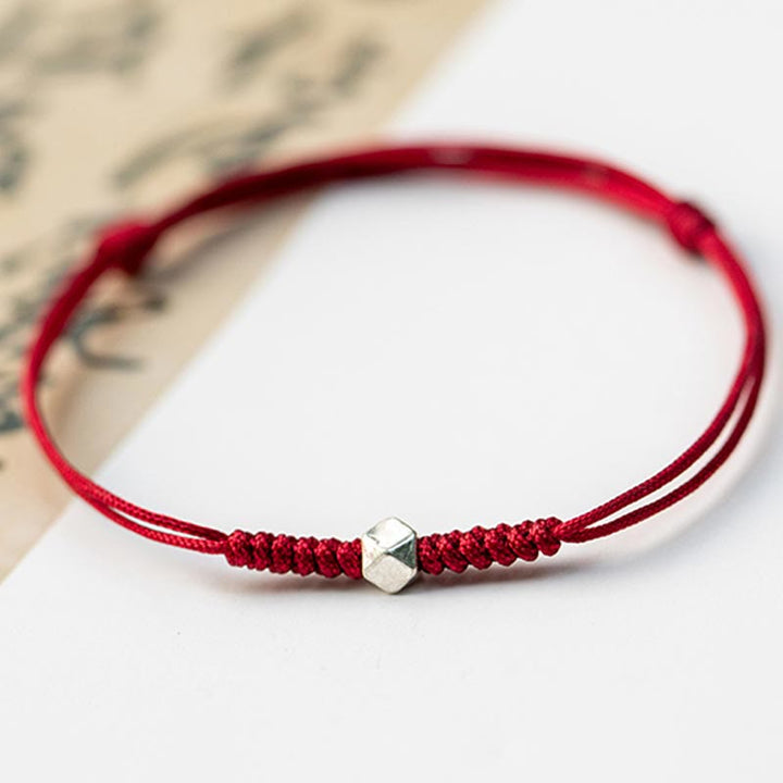Pulsera trenzada de cordón fino rojo con cuentas de la suerte y Buddha Stones de plata de ley 925. - image 6