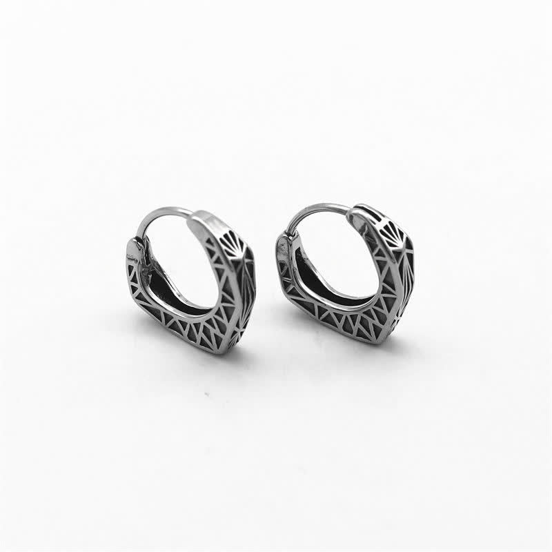 Pendientes de equilibrio de acero y titanio con aro vikingo - image 7