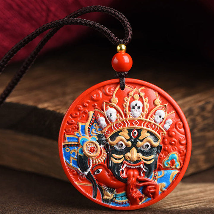 Collar con colgante de bendición de cinabrio pintado con Buddha Stones Zakiram, diosa de la riqueza