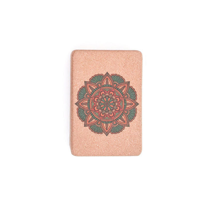 Buddha Stones Bloque de corcho para yoga consciente con mandala tibetano - Flor de mandala verde - image 15