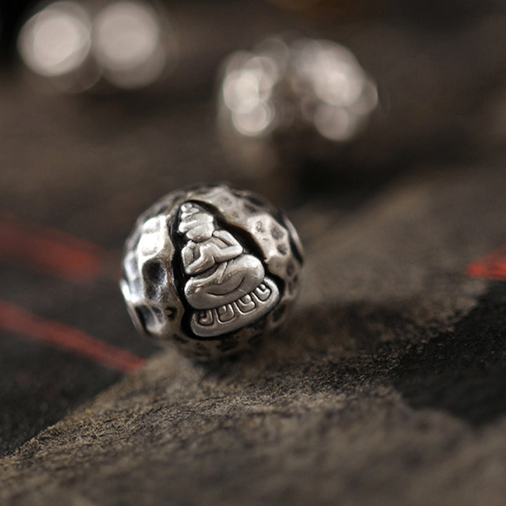 Pulsera de curación de Buda de sándalo rojo de hoja pequeña de sándalo verde de plata de ley 999 con Buddha Stones de Buda - image 7