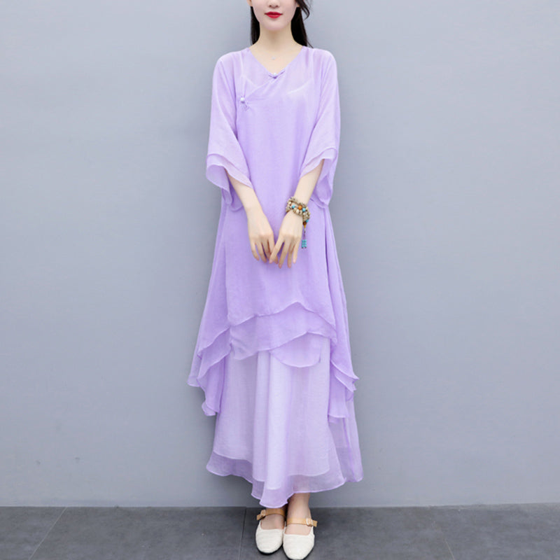 Juego de 3 piezas de ropa de gasa para yoga, Buddha Stones , uniforme, meditación, práctica Zen, para mujer - Top morado, pantalones morados y tirantes - US6，UK/AU10，EU38 (XL) - image 35