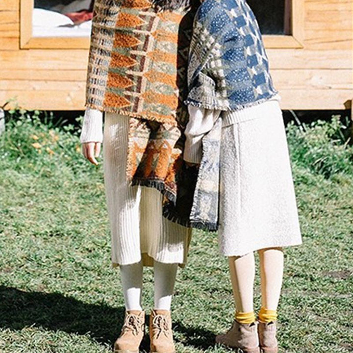 Mantón tibetano de Buddha Stones , patrón de geometría clásico, bufanda de viaje acogedora para invierno - image 18