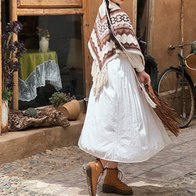 Buddha Stones Tibetano Rayas Marrón Beige Borla Mantón Invierno Acogedor Viaje Bufanda Envoltura - image 5