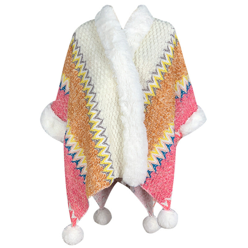 Mantón de rayas multicolor tibetano con Buddha Stones , bufanda de viaje acogedora para invierno - Beige Naranja Rosa - image 9