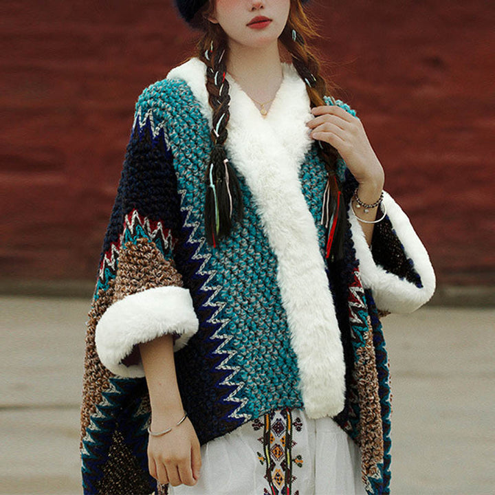 Mantón de rayas multicolor tibetano con Buddha Stones , bufanda de viaje acogedora para invierno - Azul cielo, azul oscuro, marrón - image 26