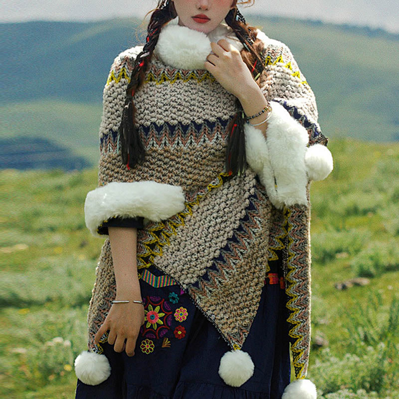 Mantón de rayas multicolor tibetano con Buddha Stones , bufanda de viaje acogedora para invierno - image 57