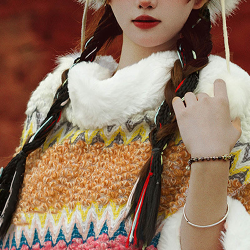 Mantón de rayas multicolor tibetano con Buddha Stones , bufanda de viaje acogedora para invierno - image 18