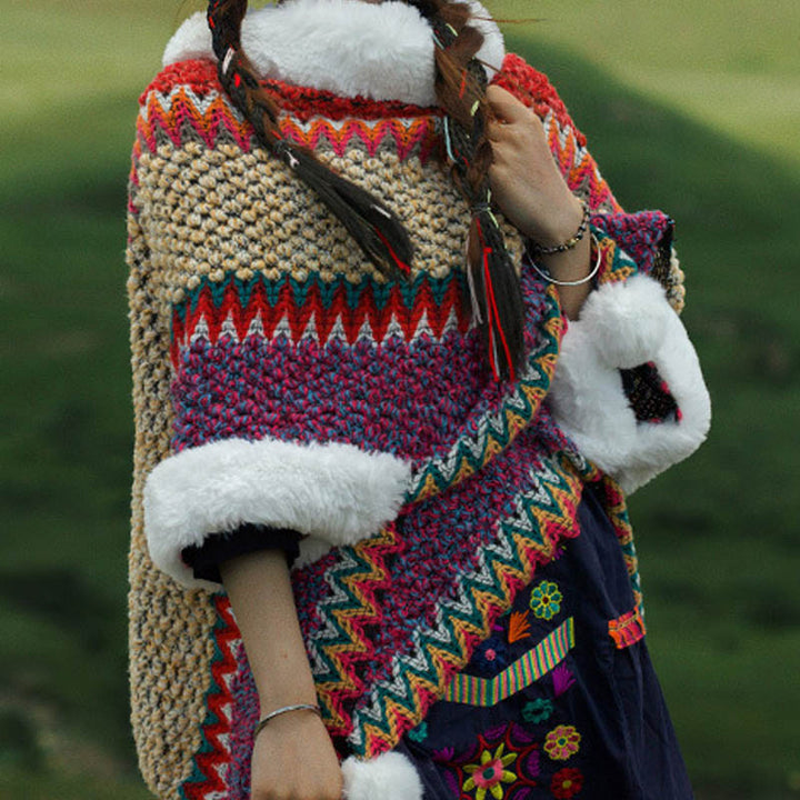 Mantón de rayas multicolor tibetano con Buddha Stones , bufanda de viaje acogedora para invierno - image 44