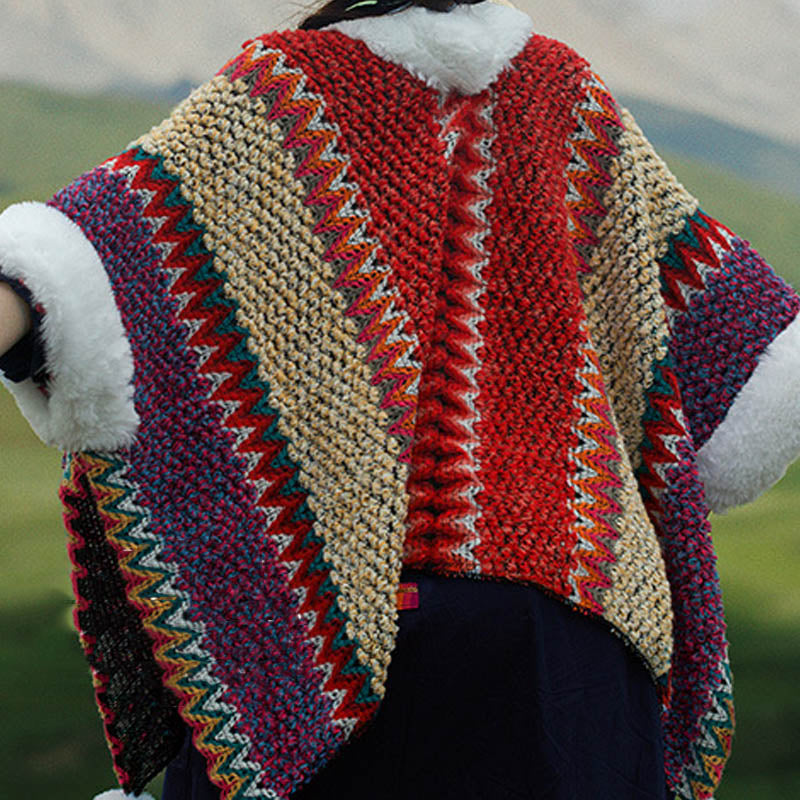 Mantón de rayas multicolor tibetano con Buddha Stones , bufanda de viaje acogedora para invierno - image 42