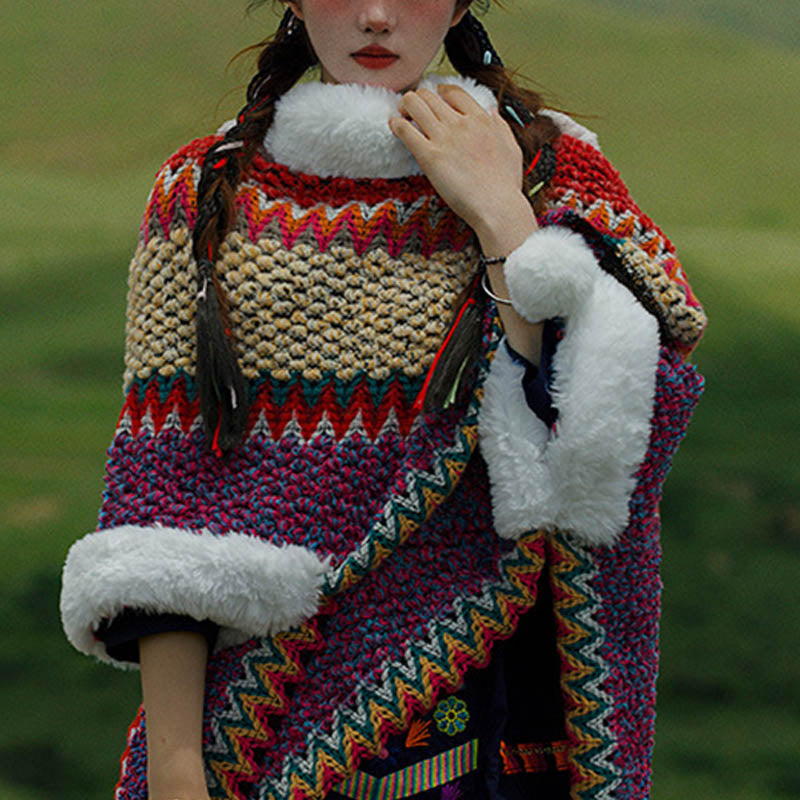 Mantón de rayas multicolor tibetano con Buddha Stones , bufanda de viaje acogedora para invierno - image 40