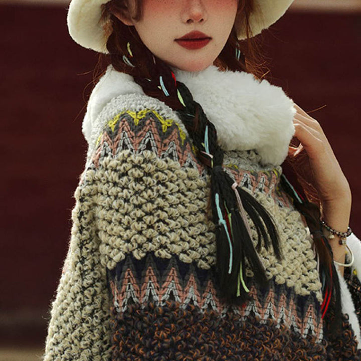 Mantón de rayas multicolor tibetano con Buddha Stones , bufanda de viaje acogedora para invierno - image 4