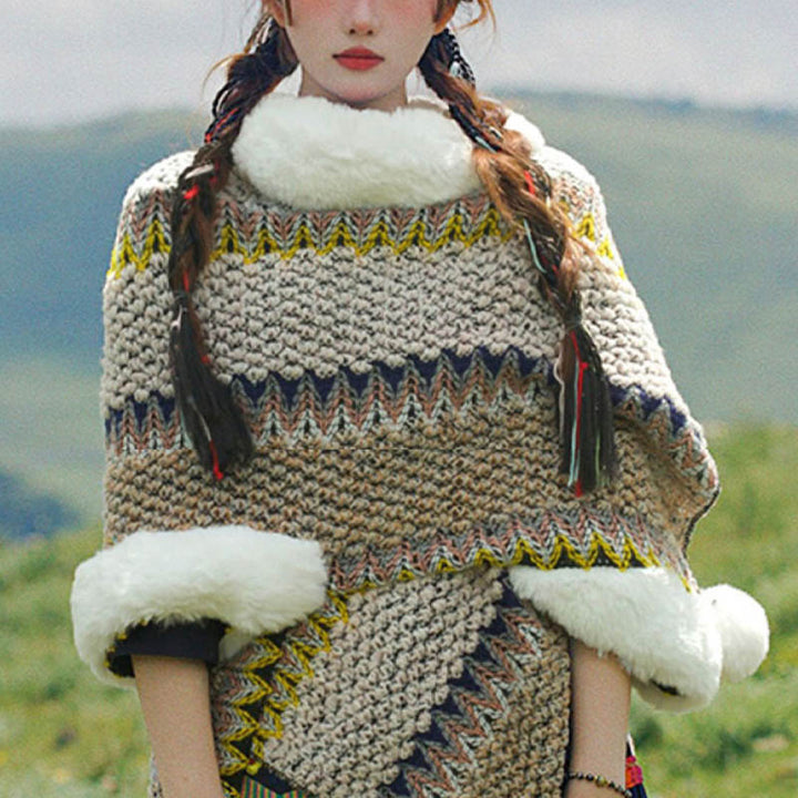 Mantón de rayas multicolor tibetano con Buddha Stones , bufanda de viaje acogedora para invierno - image 58