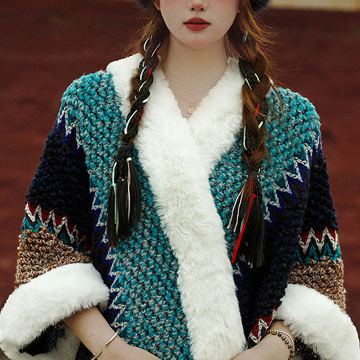 Mantón de rayas multicolor tibetano con Buddha Stones , bufanda de viaje acogedora para invierno - image 31