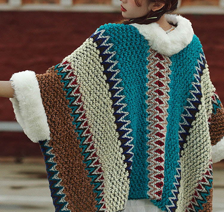 Mantón de rayas multicolor tibetano con Buddha Stones , bufanda de viaje acogedora para invierno - image 48