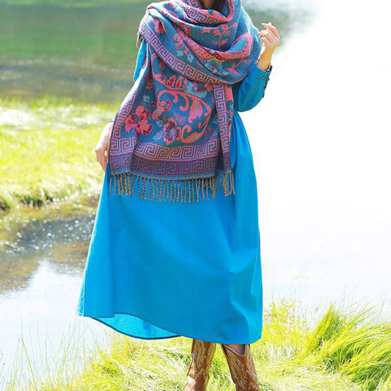 Bufanda de viaje acogedora con diseño de hojas de flores tibetanas de Buddha Stones - image 18