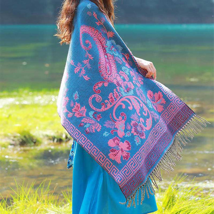 Bufanda de viaje acogedora con diseño de hojas de flores tibetanas de Buddha Stones - image 12