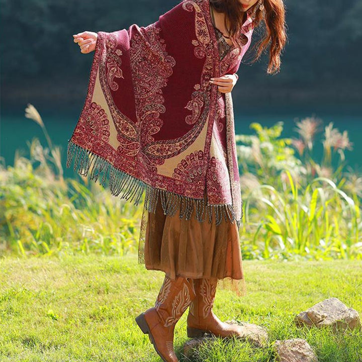 Bufanda de viaje acogedora con diseño de hojas de vid tibetanas de Buddha Stones - image 5