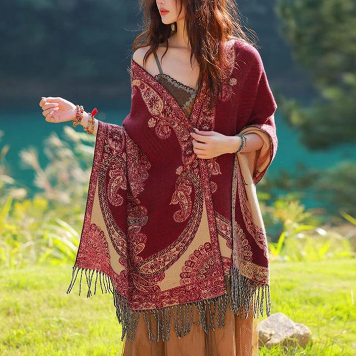 Bufanda de viaje acogedora con diseño de hojas de vid tibetanas de Buddha Stones - image 12