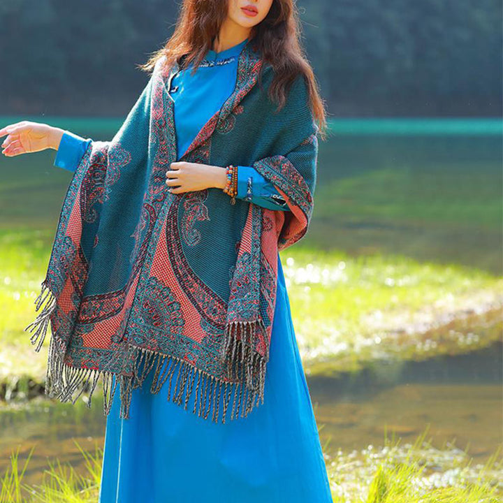 Bufanda de viaje acogedora con diseño de hojas de vid tibetanas de Buddha Stones - image 23