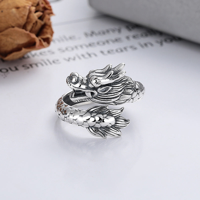 Anillo de metal ajustable con Buddha Stones de plata de ley 925, año del dragón, fuerza de la suerte - image 3