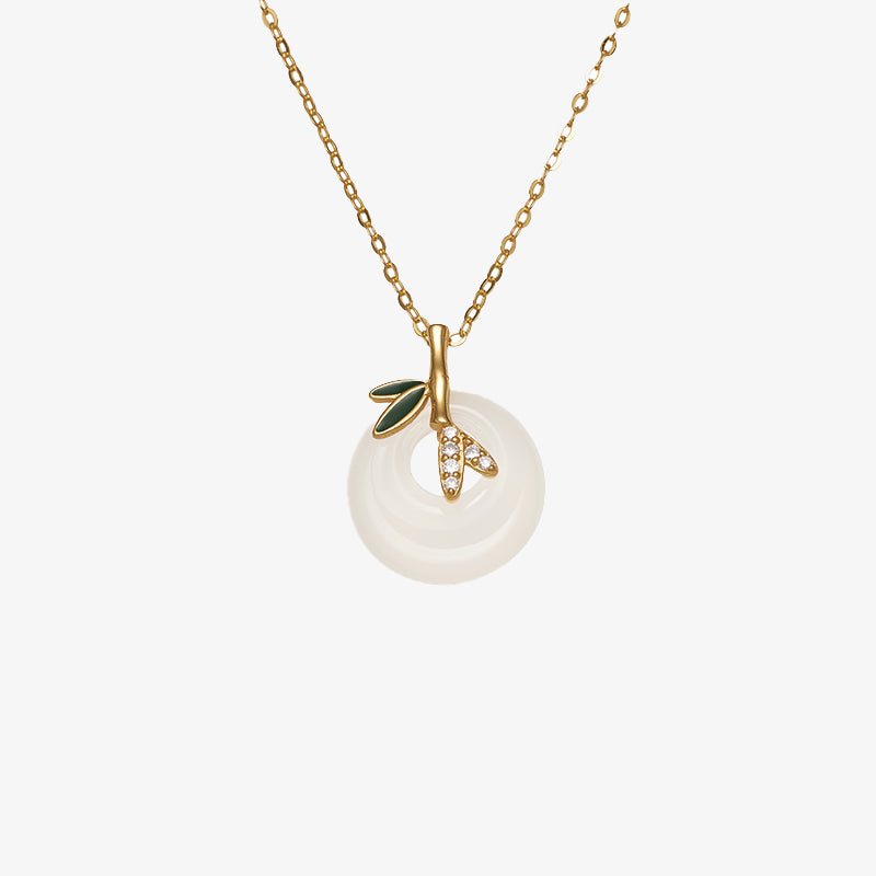 Colgante positivo del collar de la hebilla de la paz de la hoja de bambú de la calcedonia natural de la plata esterlina de las Buddha Stones - image 4