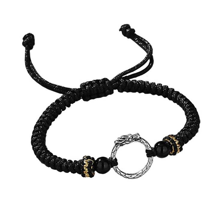 Pulsera de plata de ley 925 hecha a mano con Buddha Stones , año del dragón, Fénix, hebilla de la paz, pulsera para pareja de la suerte - image 3