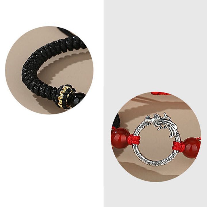 Pulsera de plata de ley 925 hecha a mano con Buddha Stones , año del dragón, Fénix, hebilla de la paz, pulsera para pareja de la suerte - image 10