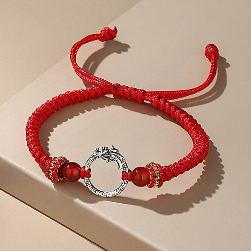 Pulsera de plata de ley 925 hecha a mano con Buddha Stones , año del dragón, Fénix, hebilla de la paz, pulsera para pareja de la suerte - Fénix (Suerte ♥Fuerza) (Circunferencia de la muñeca 14-22 cm) - image 5