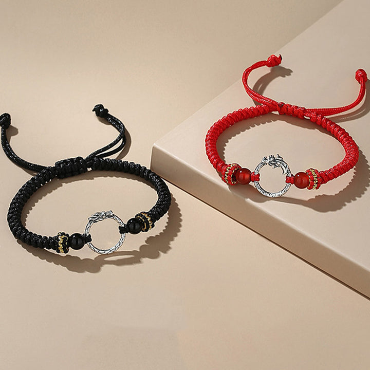 Pulsera de plata de ley 925 hecha a mano con Buddha Stones , año del dragón, Fénix, hebilla de la paz, pulsera para pareja de la suerte - image 7