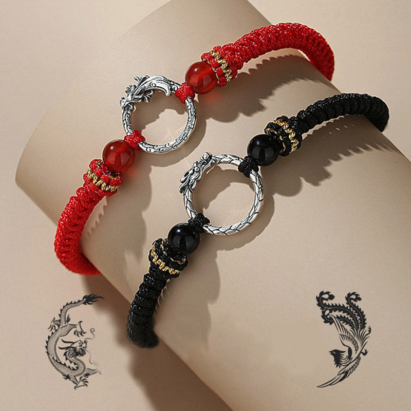 Pulsera de plata de ley 925 hecha a mano con Buddha Stones , año del dragón, Fénix, hebilla de la paz, pulsera para pareja de la suerte - image 12