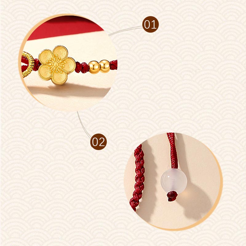 Pulsera de la suerte de calcedonia Sakura con flores de cerezo de plata de ley 925 hecha a mano con Buddha Stones - image 6