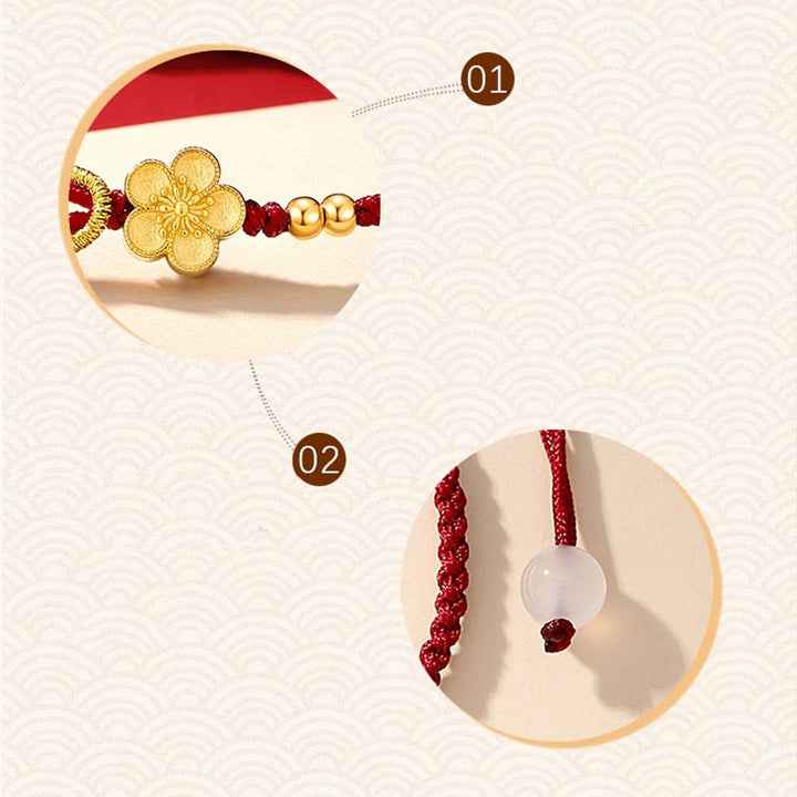 Pulsera de la suerte de calcedonia Sakura con flores de cerezo de plata de ley 925 hecha a mano con Buddha Stones - image 6