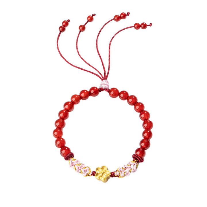 Pulsera de plata de ley 999 con Buddha Stones , ágata roja natural, cristal rosa, flor de cerezo - image 13