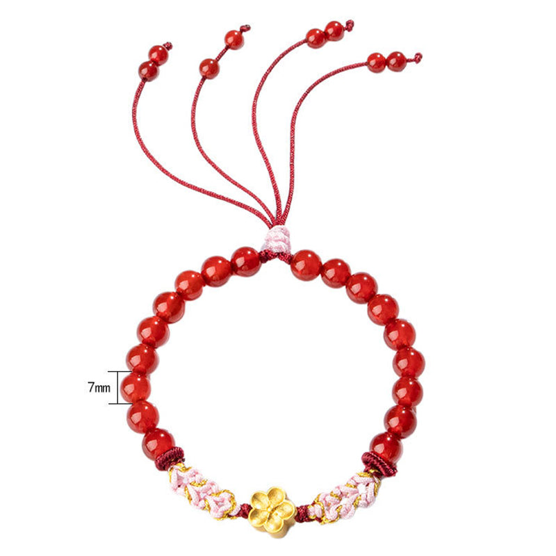 Pulsera de plata de ley 999 con Buddha Stones , ágata roja natural, cristal rosa, flor de cerezo - image 12