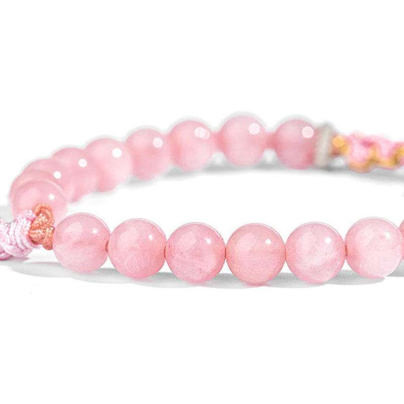 Pulsera de plata de ley 999 con Buddha Stones , ágata roja natural, cristal rosa, flor de cerezo - image 5