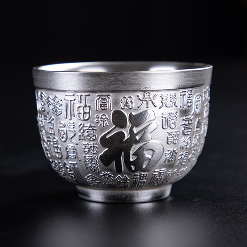 Buddha Stones, personaje de Fu, dragón, fénix, caballo, pez koi, taza de té de kung fu