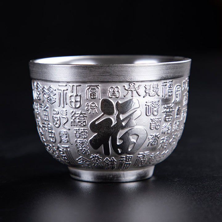 Buddha Stones, personaje de Fu, dragón, fénix, caballo, pez koi, taza de té de kung fu