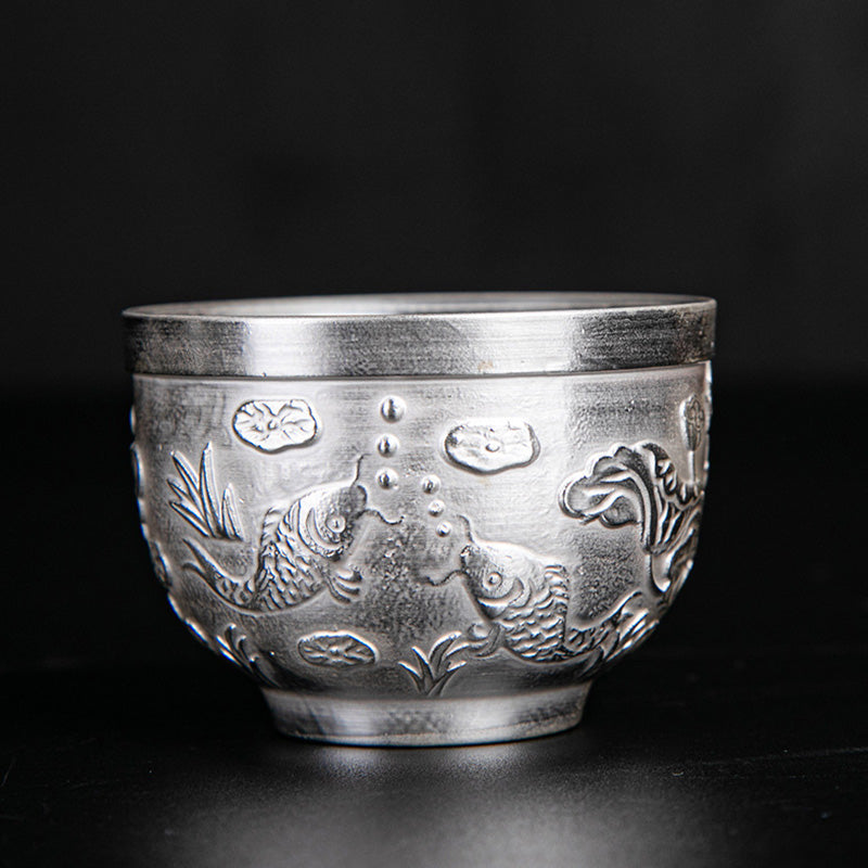 Buddha Stones, personaje de Fu, dragón, fénix, caballo, pez koi, taza de té de kung fu
