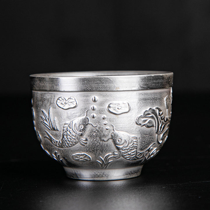 Buddha Stones, personaje de Fu, dragón, fénix, caballo, pez koi, taza de té de kung fu