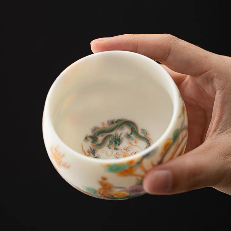 Taza de té de cerámica con nubes propicias, dragón, Fénix, Buddha Stones, taza de té de Kung Fu - image 3